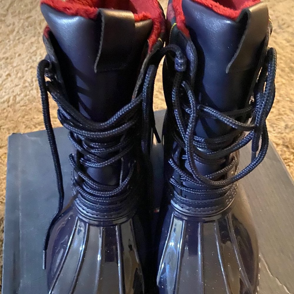 Women's Size 9 Tommy Hilfiger Blue Multi fabric Sperry Duck Boots